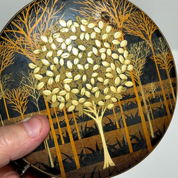 Hand Crafted Otagiri Vtg  Japan Coaster lacquer Set Of 4 & container Asian pics - Picture 4 of 12